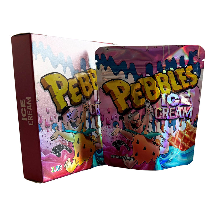 Pebbles Ice Cream 3.5g Holographic Bag with Matching Box Design (500 Units / Per Lot)