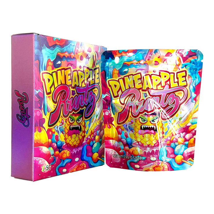 Pineapple Runty 3.5g Holographic Bag with Matching Box Design (500 Units / Per Lot)