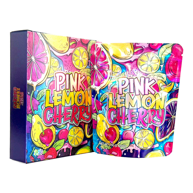Pink Lemon Cherry 3.5g Holographic Bag with Matching Box Design (500 Units / Per Lot)