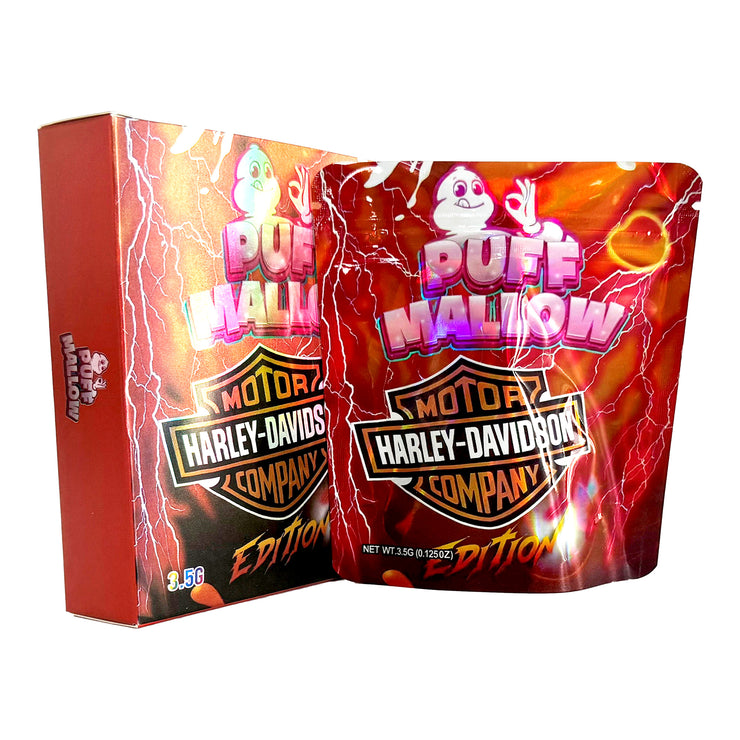 Poff mallow Harley Davidson 3.5g Holographic Bag with Matching Box Design (500 Units / Per Lot)