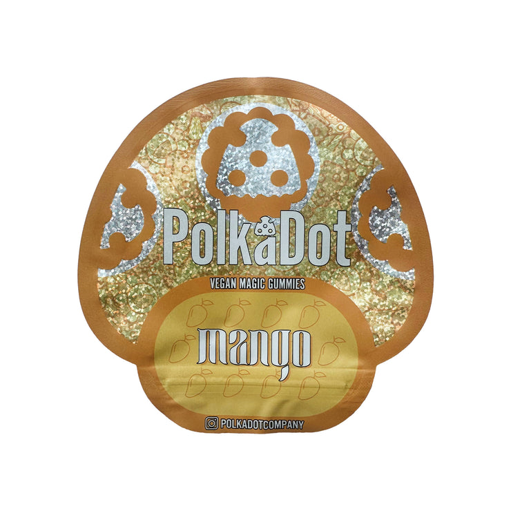 Polka Dot Magic Mango 3.5g Holographic Die Cut Shape Bag (500 Units / Per Lot)