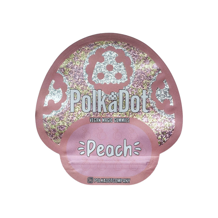 Polka Dot Magic Peach 3.5g Holographic Die Cut Shape Bag (500 Units / Per Lot)