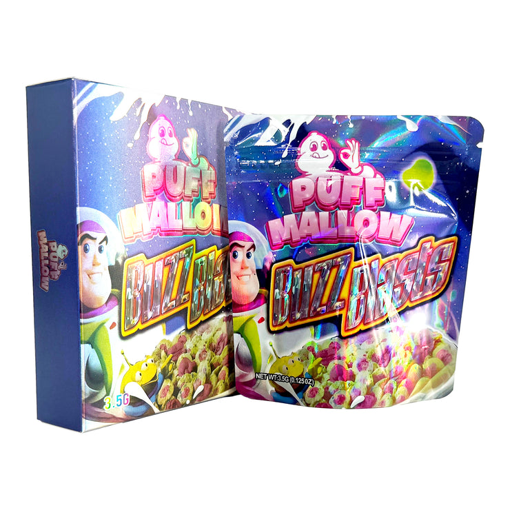 Puff Mallow Buzz Blasts 3.5g Holographic Bag with Matching Box Design (500 Units / Per Lot)