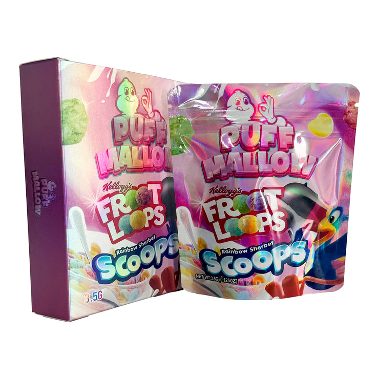 Puff Mallow Froot Loops 3.5g Holographic Bag with Matching Box Design (500 Units / Per Lot)