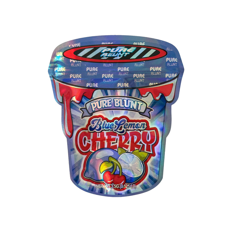 Pure Blunt Blue Lemon Cherry 3.5g Holographic Die Cut Shape Bag (500 Units / Per Lot)