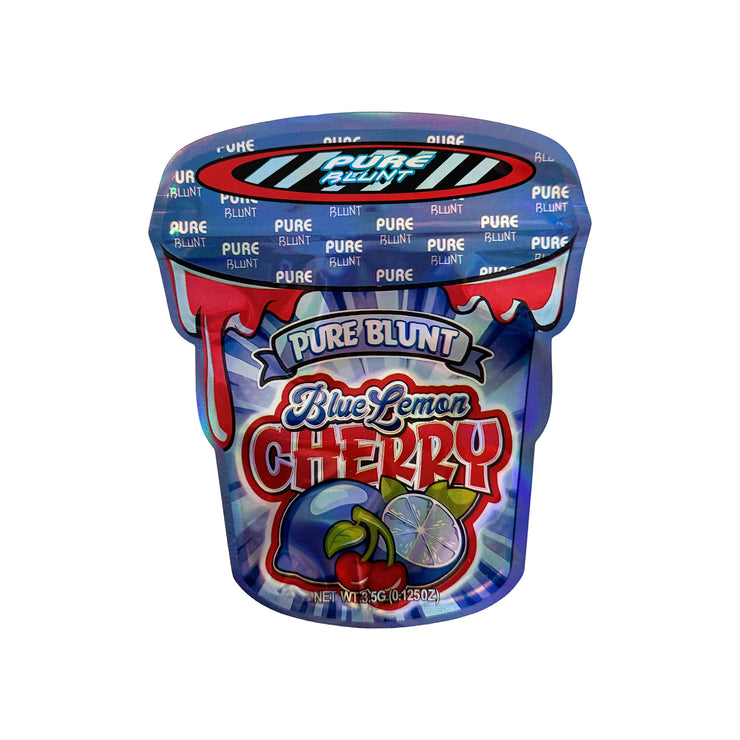 Pure Blunt Blue Lemon Cherry 3.5g Holographic Die Cut Shape Bag (500 Units / Per Lot)