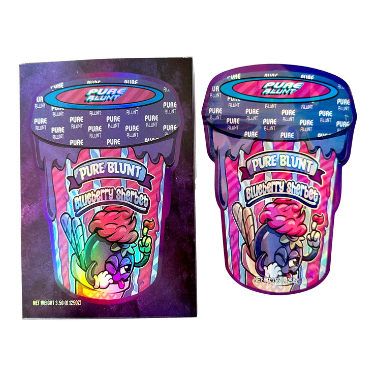 Pure Blunt Blueberry Sherbet 3.5g Holographic Bag with Matching Box Design (500 Units / Per Lot)