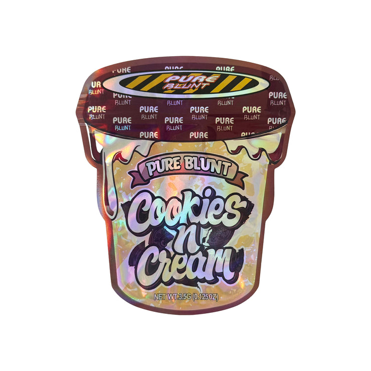 Pure Blunt Cookies n Cream 3.5g Holographic Die Cut Shape Bag (500 Units / Per Lot)
