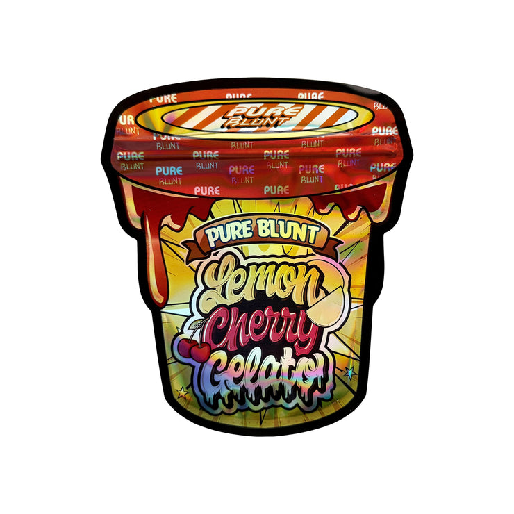 Pure Blunt Lemon Cherry Gelato 3.5g Holographic Die Cut Shape Bag (500 Units / Per Lot)
