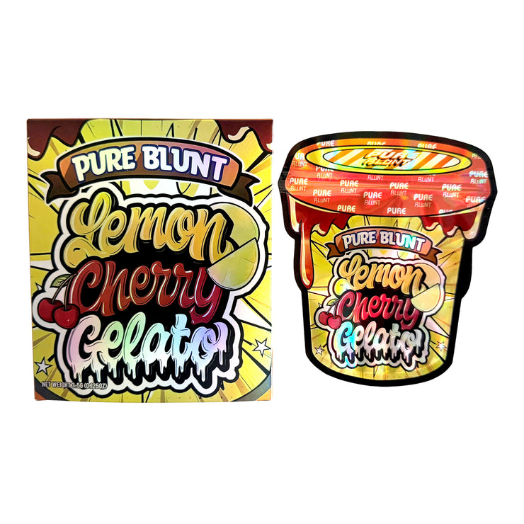 Pure Blunt Lemon Cherry Gelato 3.5g Holographic Bag with Matching Box Design (500 Units / Per Lot)