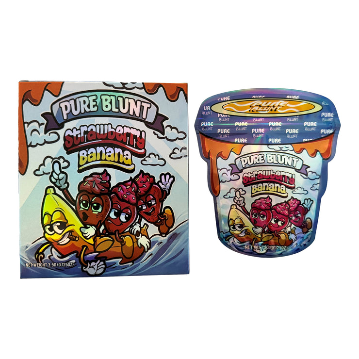 Pure Blunt Strawberry Banana 3.5g Holographic Bag with Matching Box Design (500 Units / Per Lot)