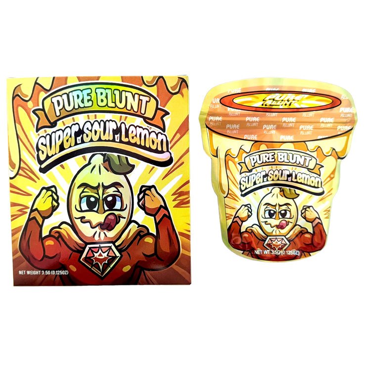 Pure Blunt Super Sour Lemon 3.5g Holographic Bag with Matching Box Design (500 Units / Per Lot)