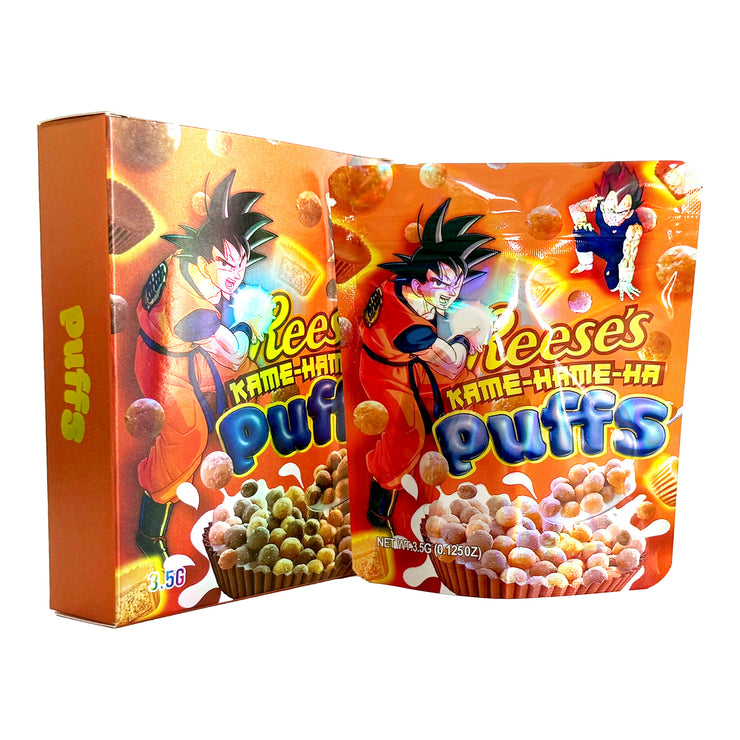 Reese's Kame Hame Ha Puffs 3.5g Holographic Bag with Matching Box Design (500 Units / Per Lot)