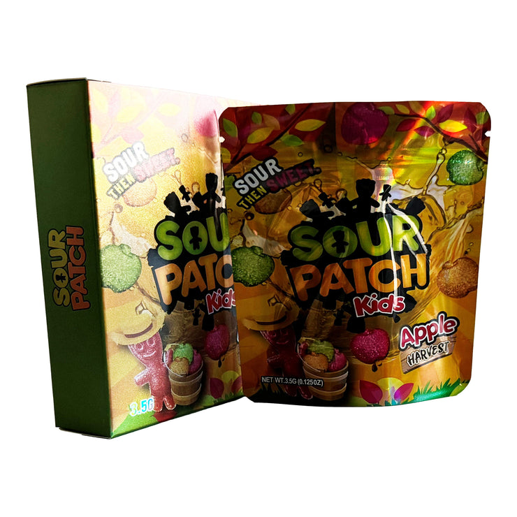 Sour Patch Apple Harves 3.5g Holographic Bag with Matching Box Design (500 Units / Per Lot)
