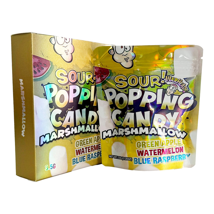 Sour Popping Candy Marshmallow 3.5g Holographic Bag with Matching Box Design (500 Units / Per Lot)