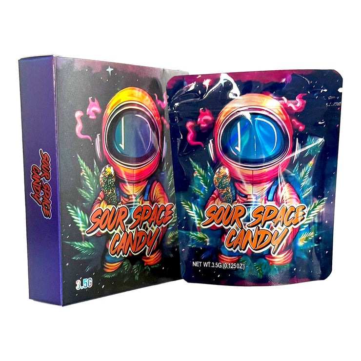 Sour Space Candy 3.5g Holographic Bag with Matching Box Design (500 Units / Per Lot)