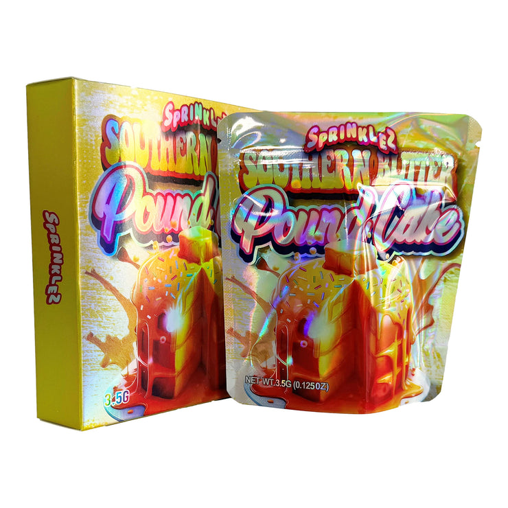 Sprinklez Pound Cake 3.5g Holographic Bag with Matching Box Design (500 Units / Per Lot)