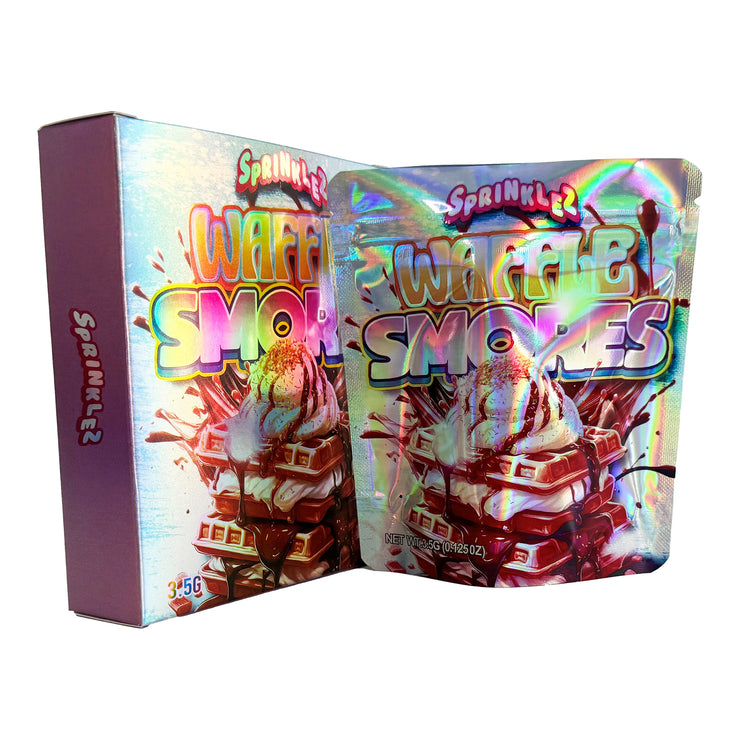 Sprinklez Waffle Smokes 3.5g Holographic Bag with Matching Box Design (500 Units / Per Lot)