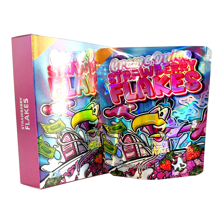 Strawberry Flakes 3.5g Holographic Bag with Matching Box Design (500 Units / Per Lot)