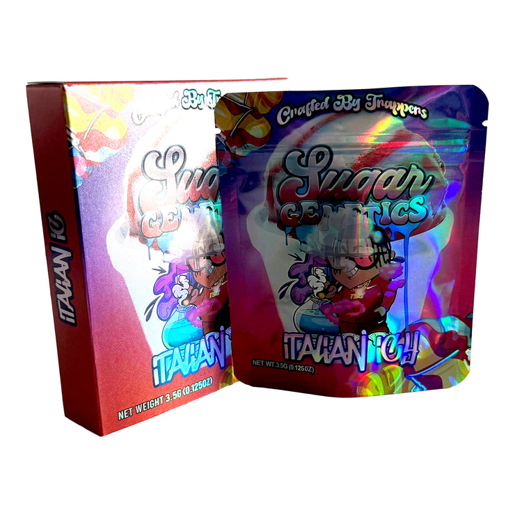 Sugar Genetics Italian 3.5g Holographic Bag with Matching Box Design (500 Units / Per Lot)