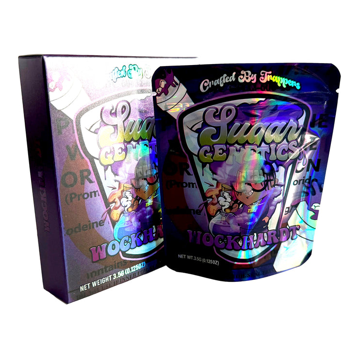 Sugar Genetics Wockhardt 3.5g Holographic Bag with Matching Box Design (500 Units / Per Lot)