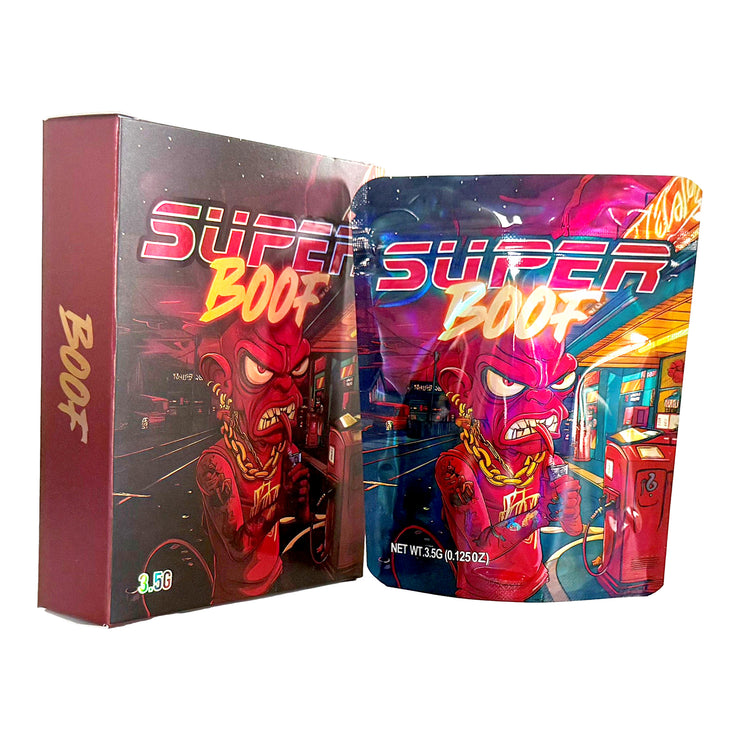 Super Boof 3.5g Holographic Bag with Matching Box Design (500 Units / Per Lot)