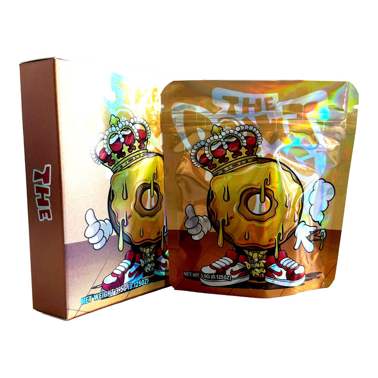 The Donut King 3.5g Holographic Bag with Matching Box Design (500 Units / Per Lot)