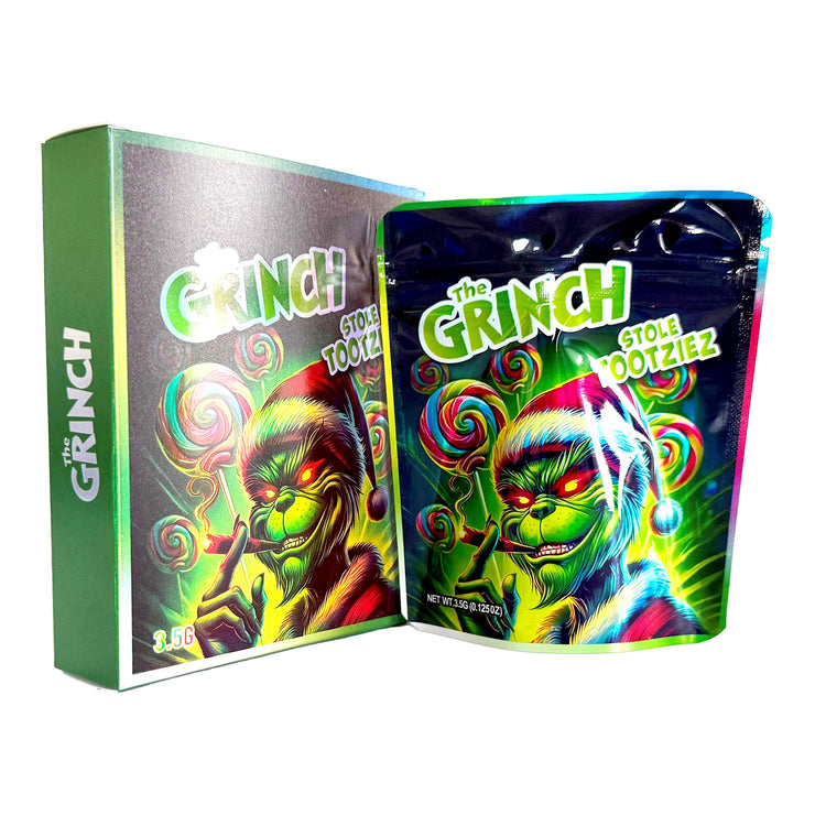 The Grinch Stole Tootziez 3.5g Holographic Bag with Matching Box Design (500 Units / Per Lot)