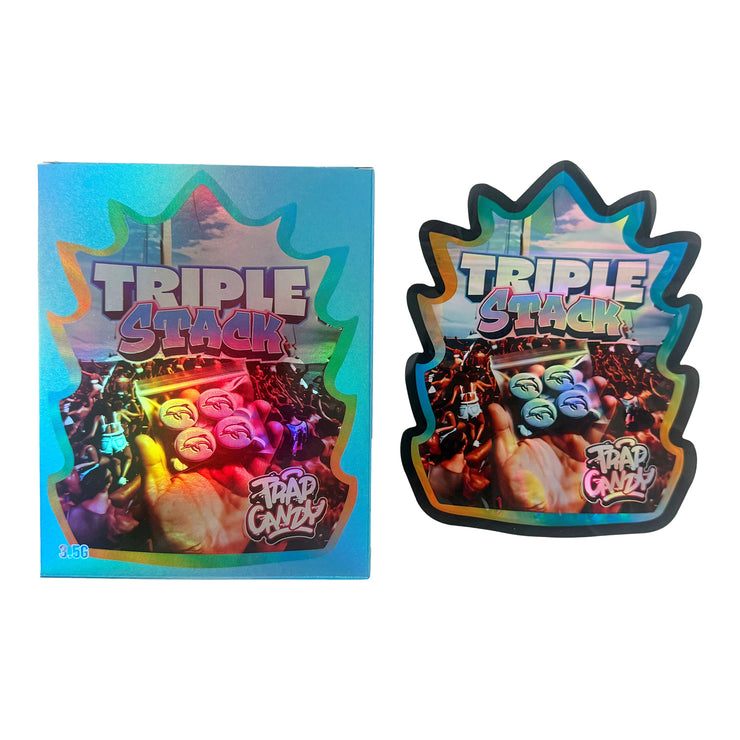 Tripple Stack 3.5g Holographic Bag with Matching Box Design (500 Units / Per Lot)