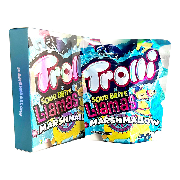 Trolli Sour Brite Blamas Marshmallow 3.5g Holographic Bag with Matching Box Design (500 Units / Per Lot)