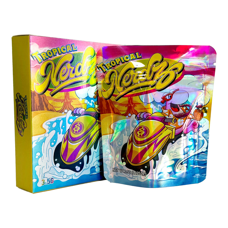 Tropical Nerdz 3.5g Holographic Bag with Matching Box Design (500 Units / Per Lot)