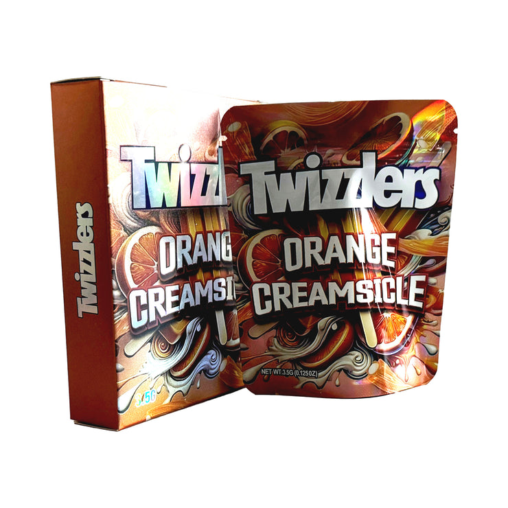 Twizzlers Orange Creamsicle 3.5g Holographic Bag with Matching Box Design (500 Units / Per Lot)