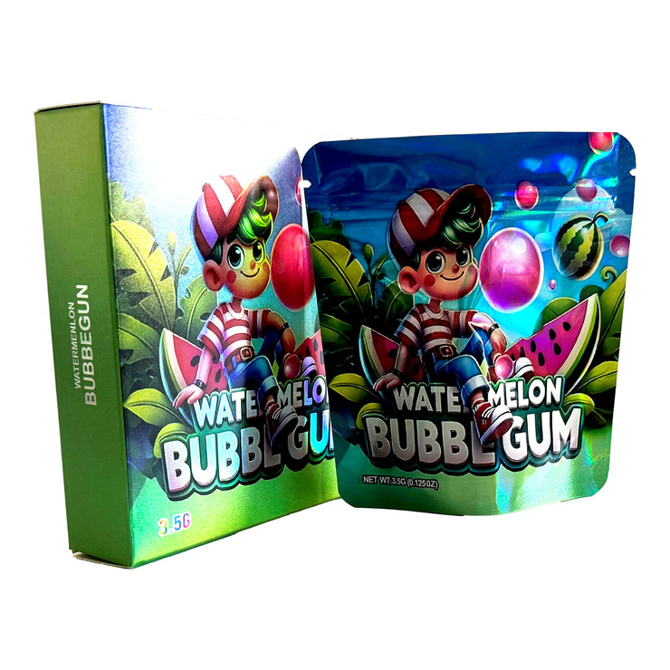 Watermenlon Bubbegun 3.5g Holographic Bag with Matching Box Design (500 Units / Per Lot)