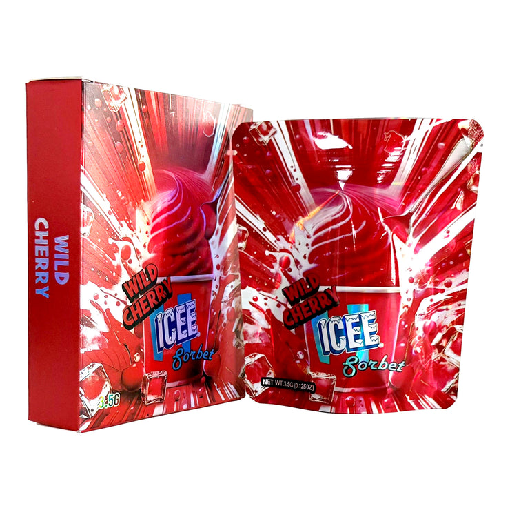 Wild Cherry Icee Sorbet 3.5g Holographic Bag with Matching Box Design (500 Units / Per Lot)