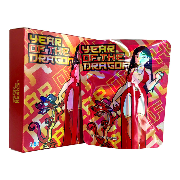 Year Of The Dragon 3.5g Holographic Bag with Matching Box Design (500 Units / Per Lot)