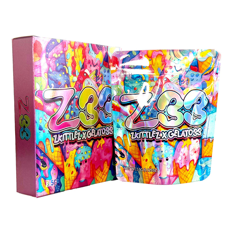 Z33 Zkittlez Gelato33 3.5g Holographic Bag with Matching Box Design (500 Units / Per Lot)