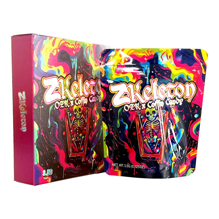 Zskeleton OZK Coffin Candy 3.5g Holographic Bag with Matching Box Design (500 Units / Per Lot)